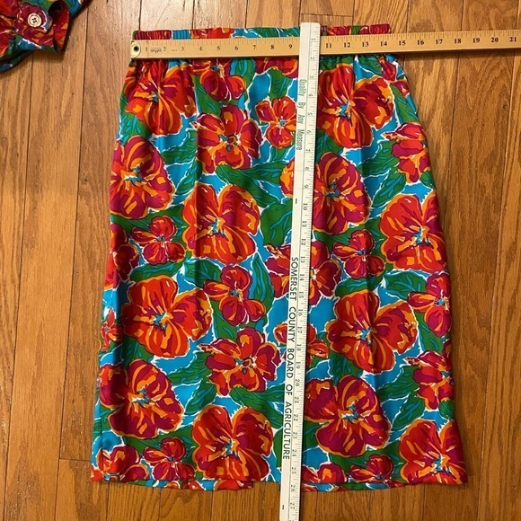 Vintage 80s Lord & Taylor Silk Floral Set Cropped Jacket Resort M/L - Picture 8 of 16